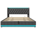 Upholstered Bed, 360 Surround LED Function, Remote Control, Hydraulic Storage Bed With USB, Type-C Charging (Without Mattress) by HouseOfZazla
