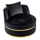 360 Degree Swivel Accent Chair Velvet Modern Upholstered Barrel Chair Over-Sized Soft Chair with Seat Cushion for Living Room, Bedroom, Office, Apartment, Black