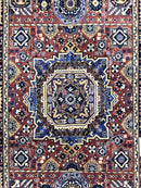 Hand-Knotted Afghani Blue & Brown Mamluk Wool Rug – 40” x 62”