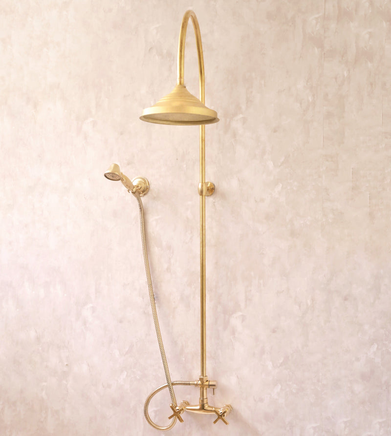 Unlacquered Brass Exposed Shower System - BRASSMA