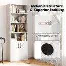 70 Inch Bookcase 6-Tier with Adjustable Shelves and 2-Door Cabinet-White