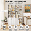 70 Inch Bookcase 6-Tier with Adjustable Shelves and 2-Door Cabinet-White
