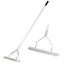 20 Inches Wide Aluminum Lawn Loosening Soil Rake with Long Handle and 19 Curved Tines by LJGDeals