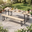 70 Inch 3-Piece Folding Picnic Table with Benches for 6 Fir Wood Portable Bear Camping Table-Black by LJGDeals