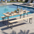 70 Inch 3-Piece Folding Picnic Table with Benches for 6 Fir Wood Portable Bear Camping Table-Black by LJGDeals