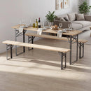 70 Inch 3-Piece Folding Picnic Table with Benches for 6 Fir Wood Portable Bear Camping Table-Black by LJGDeals