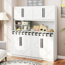 70 Inch Farmhouse Pantry Cabinet Kitchen Buffet Hutch with 4 Cabinets and 2 Open Shelves by LJGDeals