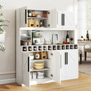70 Inch Farmhouse Pantry Cabinet Kitchen Buffet Hutch with 4 Cabinets and 2 Open Shelves by LJGDeals