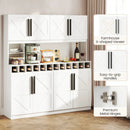 70 Inch Farmhouse Pantry Cabinet Kitchen Buffet Hutch with 4 Cabinets and 2 Open Shelves by LJGDeals