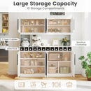 70 Inch Farmhouse Pantry Cabinet Kitchen Buffet Hutch with 4 Cabinets and 2 Open Shelves by LJGDeals