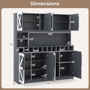 70 Inch Farmhouse Pantry Cabinet Kitchen Buffet Hutch with 4 Cabinets and 2 Open Shelves