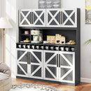70 Inch Farmhouse Pantry Cabinet Kitchen Buffet Hutch with 4 Cabinets and 2 Open Shelves