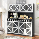70 Inch Farmhouse Pantry Cabinet Kitchen Buffet Hutch with 4 Cabinets and 2 Open Shelves by LJGDeals