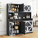 70 Inch Farmhouse Pantry Cabinet Kitchen Buffet Hutch with 4 Cabinets and 2 Open Shelves by LJGDeals