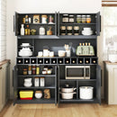 70 Inch Farmhouse Pantry Cabinet Kitchen Buffet Hutch with 4 Cabinets and 2 Open Shelves by LJGDeals