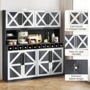70 Inch Farmhouse Pantry Cabinet Kitchen Buffet Hutch with 4 Cabinets and 2 Open Shelves by LJGDeals