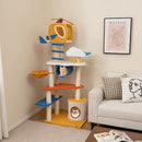 70 Inch Tall Aviation-themed Cat Tree with Helicopter Top Perch and Platforms-Yellow by LJGDeals