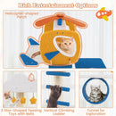70 Inch Tall Aviation-themed Cat Tree with Helicopter Top Perch and Platforms-Yellow by LJGDeals