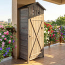 70 Inch Tall Garden Tool Storage Cabinet with Lockable Doors and Foldable Table by LJGDeals