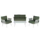 Mariano Steel 4-Pieces Conversation Set, Off White+Green by HouseOfZazla