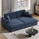 Oversized Loveseat Chaise With 2 USB Ports, 2 Cup Holders And 2 Throw Pillows by Unique Piece Furniture