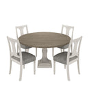 Tannen - Round 5 Piece Dining Table (Set of 5) - White And Gray