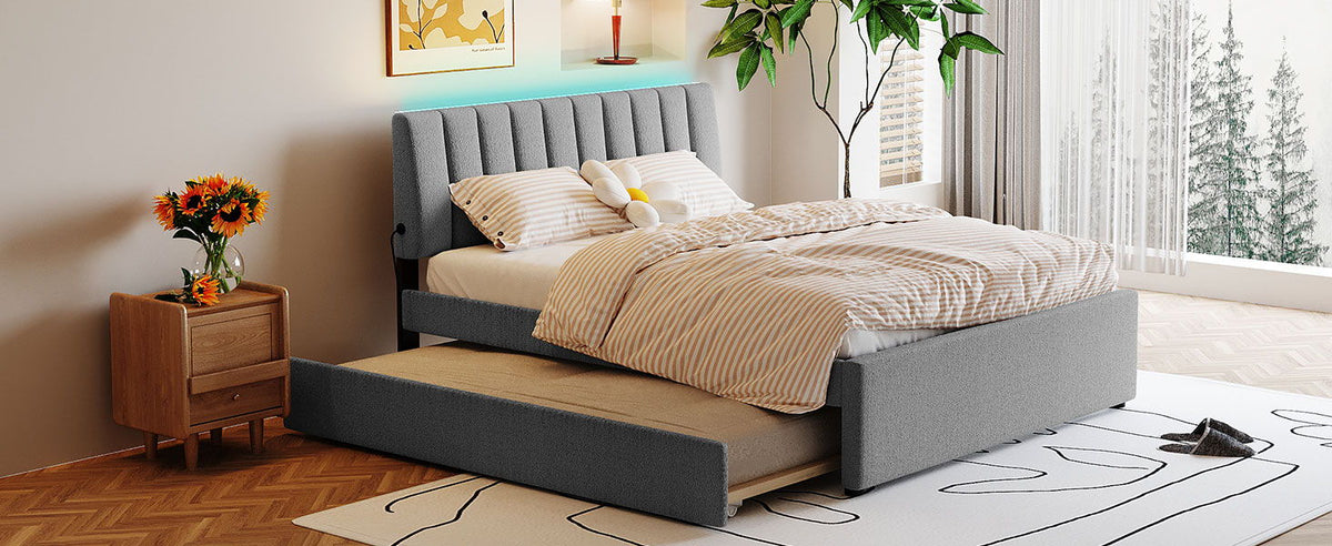 Upholstered Platform Bed With Trundle, photo 32 of 40
