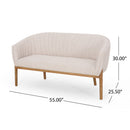 Mid Century Modern Loveseat With Channel Stitched Backrest