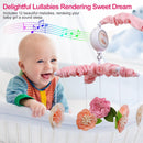 Musical Crib Mobile for Girls Baby Musical Crib Bed Bell Nursery Mobile with 12 Melodies 5 Flower Rattles 3 Modes Volume Adjustment Newborn Gift