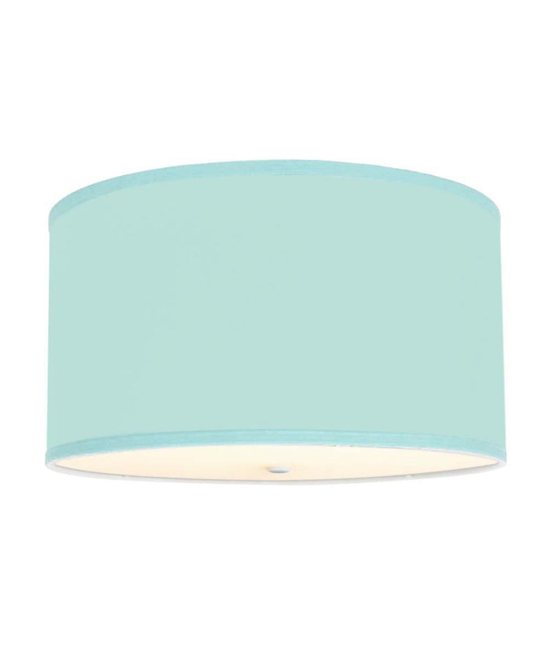 Moderne Flush Mount Conversion Kit 16"w Island Paradise Linen Drum Lampshade