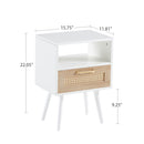 15.75" Rattan End Table With Drawer And Solid Wood Legs, Modern Nightstand, Side Table For Living Room, Bedroom by HouseOfZazla