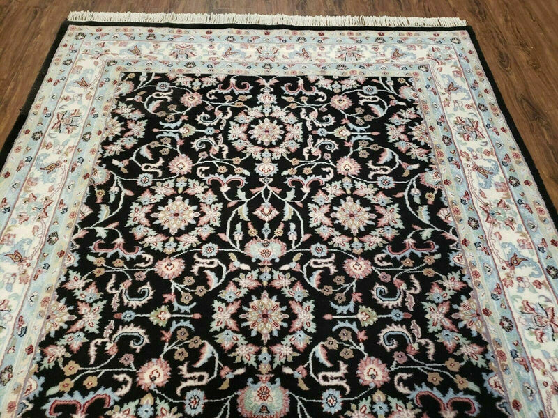 6' X 9' Handmade Indian Agra Wool Rug Carpet Vegetable Dyes Black