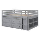 Loft Bed With Retractable Writing Desk And 4 Drawers, With Lateral Portable Desk And Shelves by HouseOfZazla