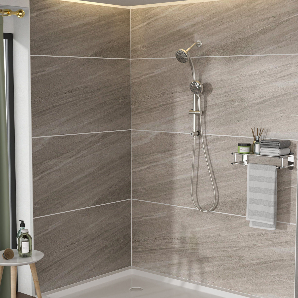 Multi Function Dual Shower Head System With 4.7" Rain Showerhead, 8 Function Hand Shower, Adjustable Slide Bar, photo 16 of 25