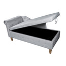 Chaise Lounge Indoor, Lounge Chair For Bedroom With Storage & Pillow, Modern Upholstered Rolled Arm Chase Lounge For Sleeping With Nailhead Trim For Living Room Bedroom Office by HouseOfZazla