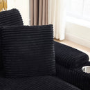 Convertible Sectional Sofa Bed Set With Armrest Storage, Cup Holder, USB - Black by HouseOfZazla