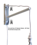 14"W MAST Plug-In Wall Mount Pendant 1 Light White Cord/Arm White Shade