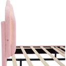 2-Pieces Bedroom Sets Full Size Flower-Shaped Upholstered LED Platform Bed with Storage Ottoman-Sherpa Fabric, Pink