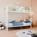 Bunk Bed, Convertible To 2 Separate Twin Size Beds & Full Length Guardrail & Ladder, No Box Spring Needed - White by HouseOfZazla