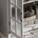 Modern Bathroom Vanity With Ceramic Sink, Tempered Blurred Glass Doors by HouseOfZazla