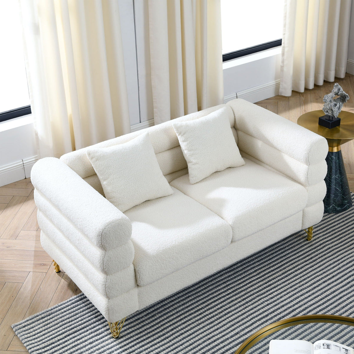 Oversized 2 Seater Sectional Sofa With Deep Seating And 2 Pillows, photo 9 of 23
