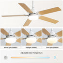 Modern Ceiling Fan With 3 Color Dimmable Light 5 Blades Remote Control Reversible Dc Motor - White by HouseOfZazla