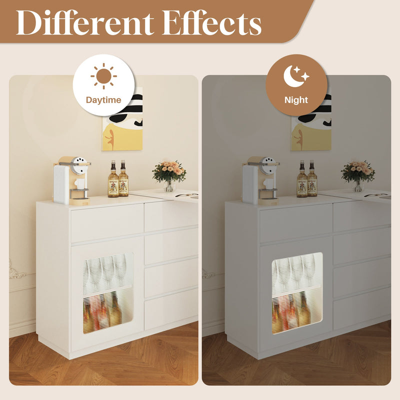 44"-85" Extendable Sofa Bar Table Cabinet Behind Couch Pub Table with LED