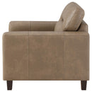 Scotland Faux Leather Upholstered Track Arm Chair Brown