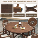 5 Piece Round Patio Table & Cushioned Armrest Chairs, Outdoor Dining Set With Umbrella Hole