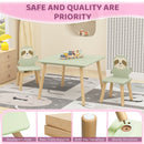 Sloth Themed Table And Chair Set With 2 Cute Animal Chairs - Natural Wood / Sage Green by HouseOfZazla