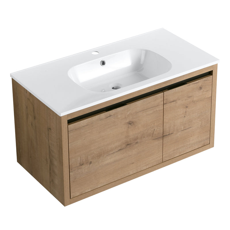 36 Inch Wall Mounted Bathroom Vanity With Gel Sink