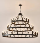 3 Tiers Wagon Wheel Chandelier - 54-Light Matte Black Metal by HouseOfZazla