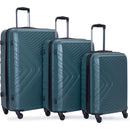 3 Piece Luggage Sets ABS Lightweight Suitcase with Two Hooks, Spinner Wheels, TSA Lock, (20/24/28), DARK GREEN
