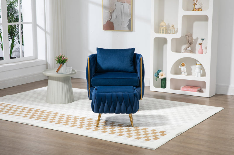 Accent Chair with Storage Ottoman Chair Tufted Barrel Chair Set Arm Chair for Living Room Bedroom